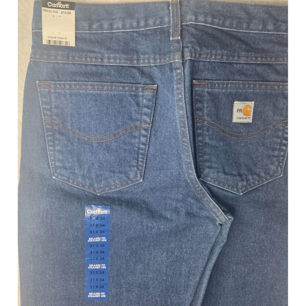 Carhartt FRB160 DNM Jeans Mens 31x34 FR Flame Resistant Relaxed Straight NWT